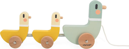 Janod - Sweet Cocoon 3 Pull-Along Ducks - Brinquedo de aprendizagem precoce - Desenvolve habilidades motoras - Brinquedo de madeira FSC revestido com tinta à base de água - 12 meses +,