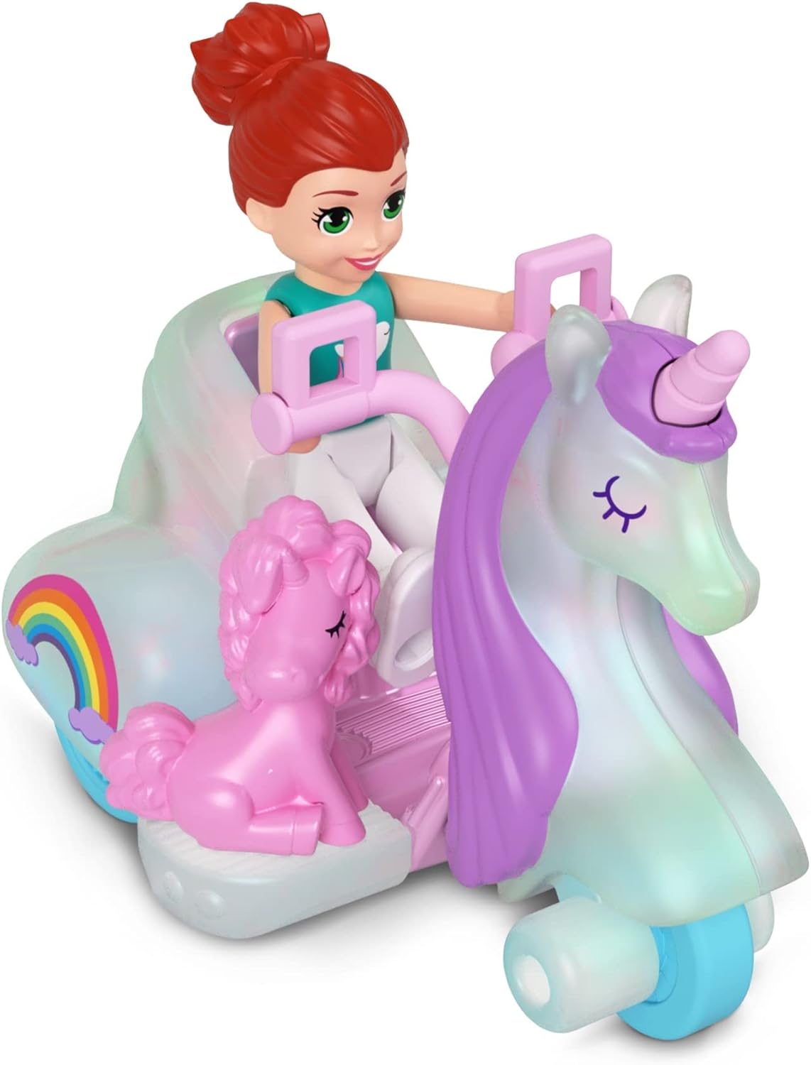 Polly Pocket Conjunto de scooter Unicorn para meninas de 4 anos ou mais