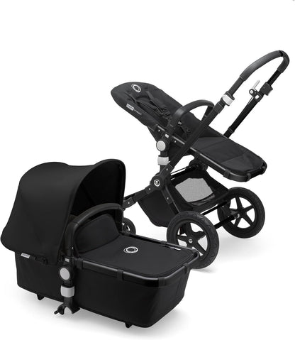 Bugaboo Cameleon 3 Plus, carrinho de bebê 2 em 1 com guiador reversível, moldura preta e tecidos pretos