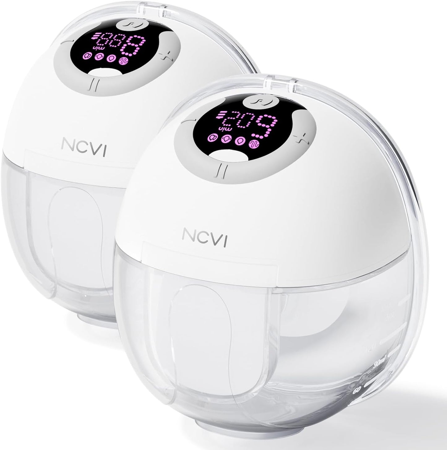 NCVI Extractor de Leche Manos Libres, Extractor de Leche Portátil S32 para Lactancia, Extractor de Leche Eléctrico con 4 Modos y 9 Niveles, Extractor de Leche Portátil Inalámbrico con Pantalla LCD, Brida de 24 mm, Silencioso y Discreto, Paquete de 2