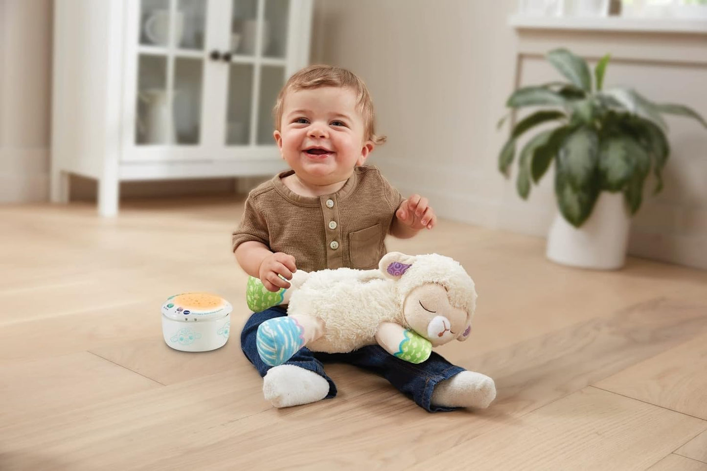 VTech Chupete 3 en 1 Oveja Cielo Estrellado, Juguete Suave para Bebé con Proyector de Luz Nocturna, Sonidos de la Naturaleza, Ruido Blanco y Música, Regalo para Bebés 0, 3, 6, 12 Meses+, Versión en Inglés