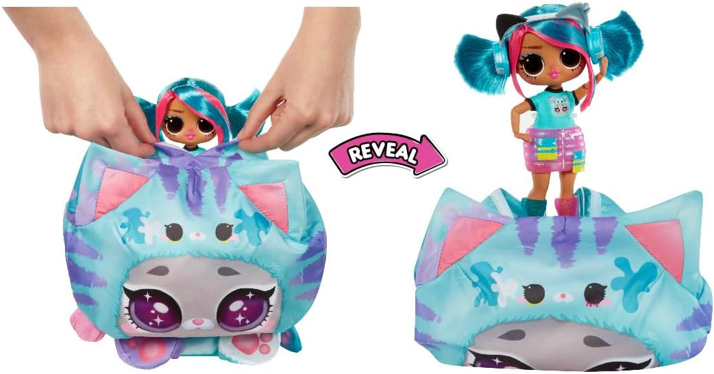 LOL. Surpresa! Fantasia de adolescente surpresa Emma Emo Fashion Doll com fantasia de animal de estimação inflável Teal Kitty e várias surpresas, incluindo modas e acessórios fabulosos - ótimo para crianças de 4 anos ou mais