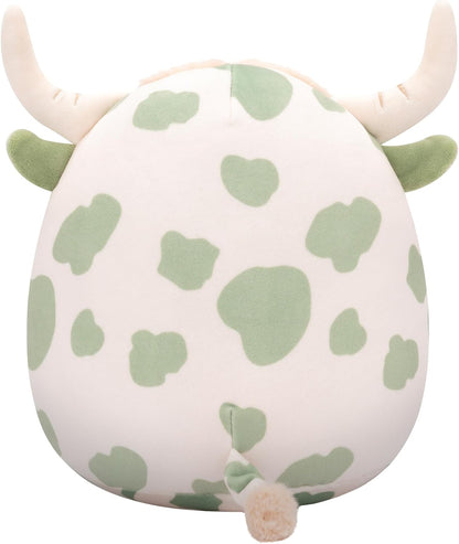 Squishmallows Original 7.5 pulgadas - Celestino, la vaca de las tierras altas con manchas verdes salvia