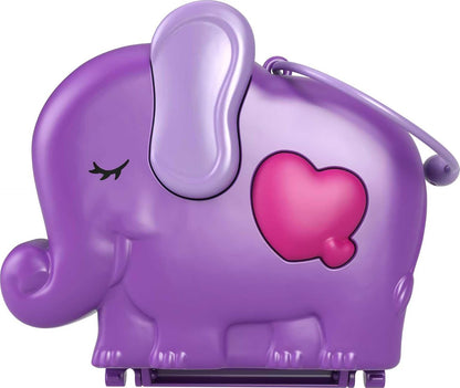 Polly Pocket Elephant Adventure Compact, tema animal com bonecas Micro Polly e Bella, 5 revelações e 12 acessórios relacionados, recurso pop e swap, ótimo presente para maiores de 4 anos, GTN22