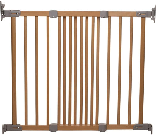 BabyDan Silkeborg, Cubre aberturas entre 69-106,5 cm/27,2-41,9 pulgadas, Puerta de escalera extensible flexible/Puerta para bebés/Puerta de seguridad, Madera, Hecho en Dinamarca - (Puerta para mascotas/Puerta para perros)