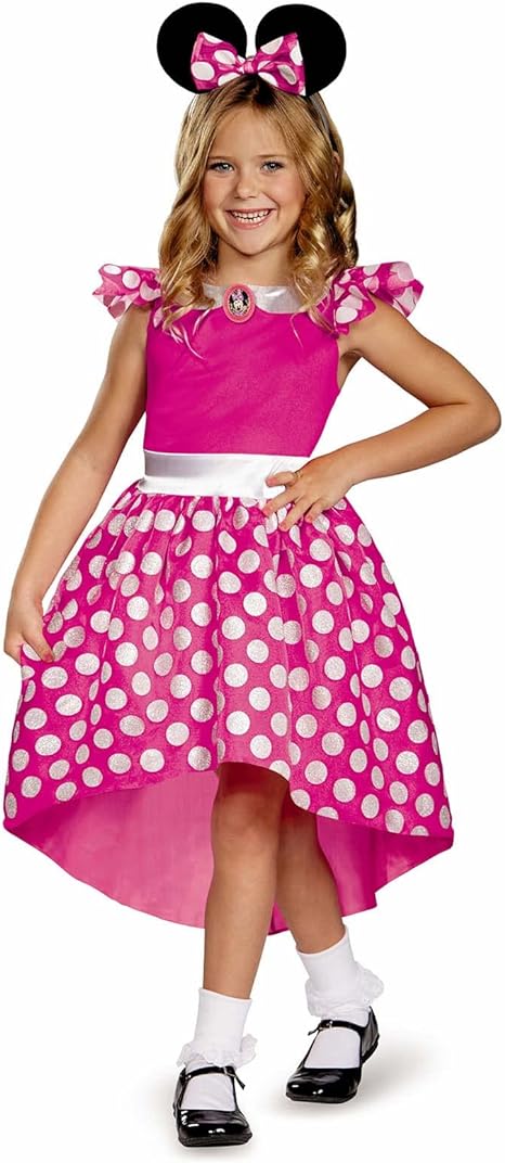 DISGUISE  Disney oficial clássico rosa minnie mouse traje crianças, minnie mouse vestir-se roupa saia meninas vestido extravagante, trajes do dia do livro mundial para meninas m