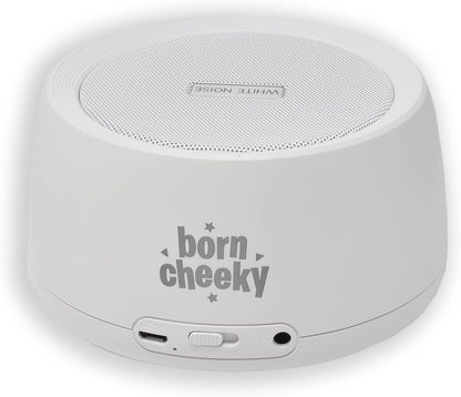 Born Cheeky Máquina de ruído branco para mesa de bebê para relaxamento, calmante, sono, auxílio para bebês, cochilo - berçário, 30 ondas sonoras, batimento cardíaco, chuva, natureza, terapia sonora com temporizador automático e recurso de loop