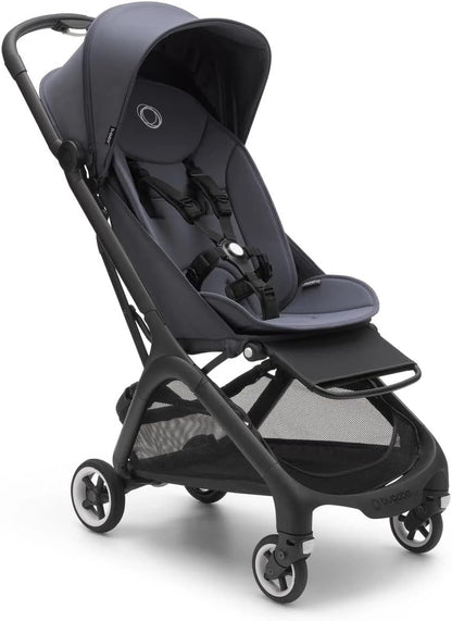 Bugaboo Butterfly, pequeno e leve, fácil de dobrar em 1 segundo, carrinho urbano ergonômico e extra espaçoso de bebê a criança, direção confortável, preto/azul tempestuoso