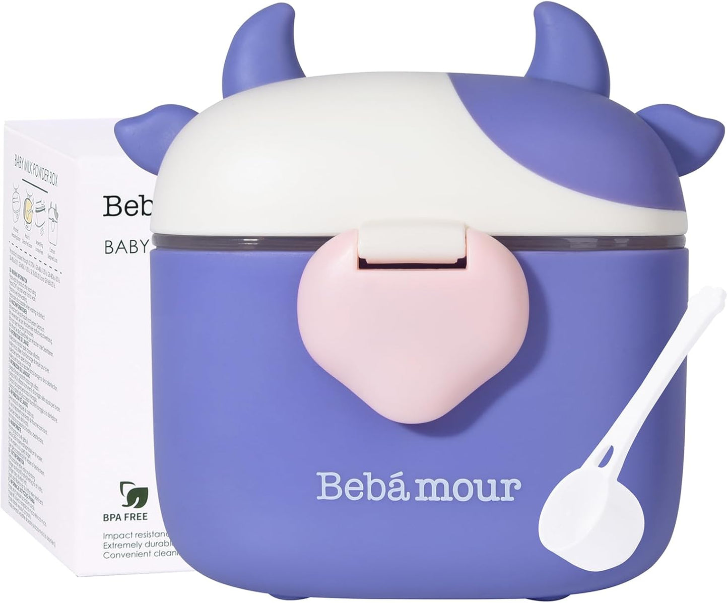 Bebamour Dispensador de leche en polvo para bebés, Dispensador de fórmulas para snacks para bebés, 230 g de leche en polvo, 450 ml, morado