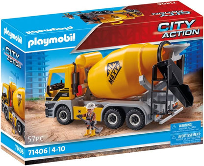 Playmobil  71406 Betoneira, veículo compatível com RC com engate de reboque e tambor de mistura giratório, dramatização divertida e imaginativa, PlaySets adequados para maiores de 4 anos