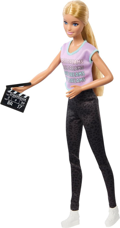 Barbie Conjunto de 4 bonecas e acessórios Careers, Mulheres no cinema com executivo de estúdio, diretor, diretor de fotografia e estrela de cinema em looks removíveis, HRG54