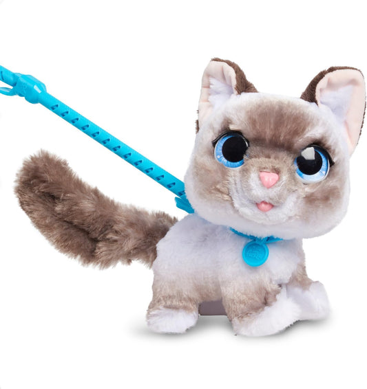 Basta jogar furReal Wag-A-Lots Kitty brinquedo interativo, gato de pelúcia ambulante de 8 polegadas com sons, pelúcia macia, brinquedos infantis para maiores de 4 anos