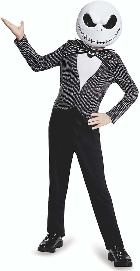 DISGUISE  Disney oficial premium pesadelo  jack skellington traje crianças com máscara sólida, terno fantasia trajes de halloween para crianças