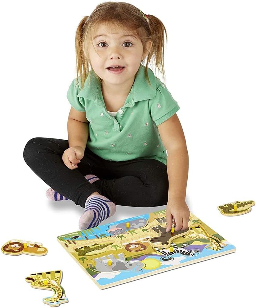 Melissa & Doug Wooden Toys - Safari Peg Boards para crianças, brinquedos de aprendizagem para meninas e meninos de 2 anos, presentes de quebra-cabeças para crianças, quebra-cabeças de madeira para crianças de 2 anos