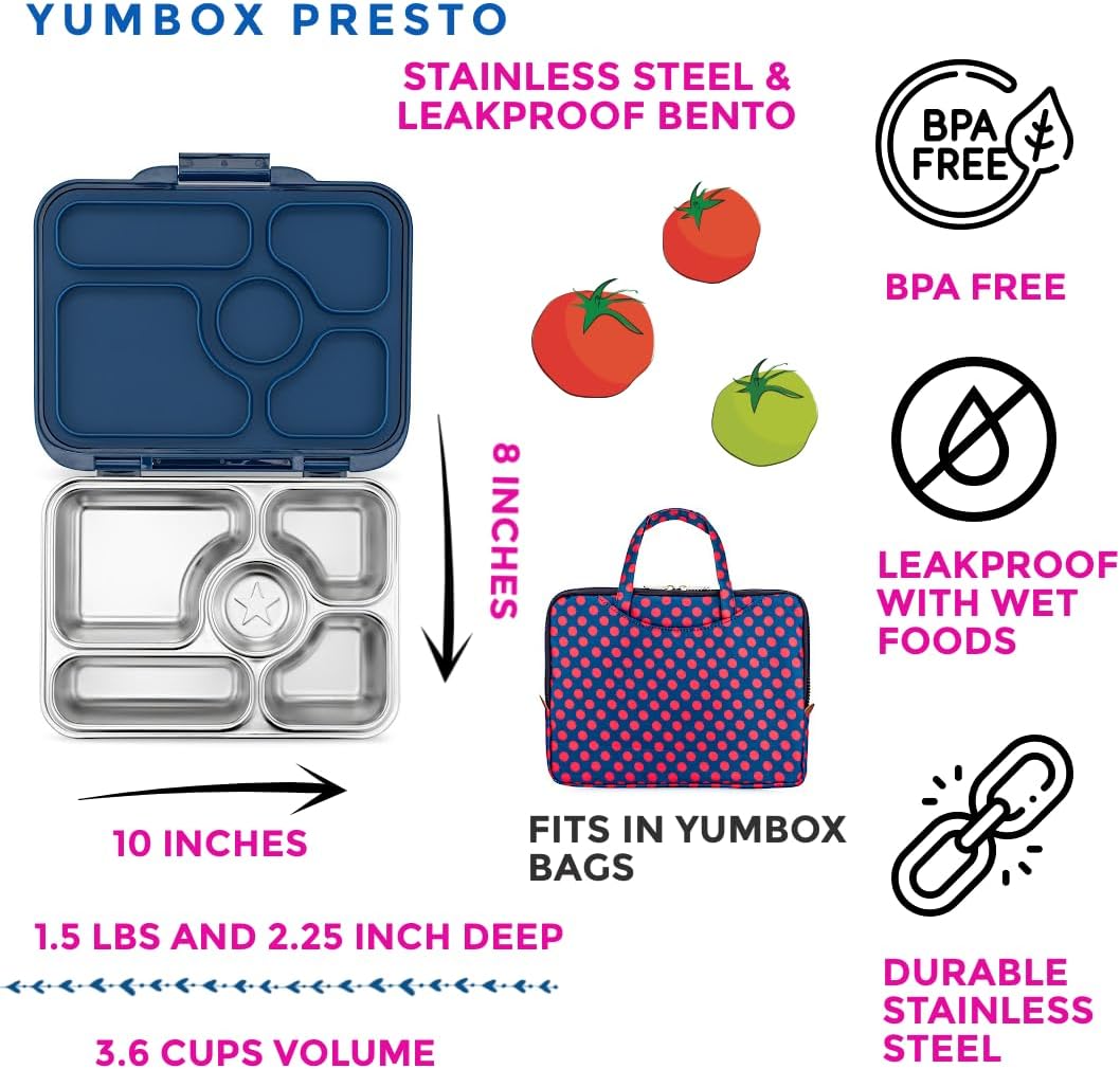 Yumbox Caixa Bento de aço inoxidável Presto (azul Santa Fé)