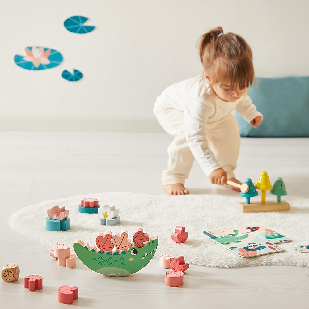 Janod - Caja de juegos para bebés - 24 meses +, juguetes de aprendizaje para niños pequeños - Rompecabezas y actividades prácticas - Actividad ideal para 2 años - Juguetes de actividades psicomotoras y de desarrollo - J04065