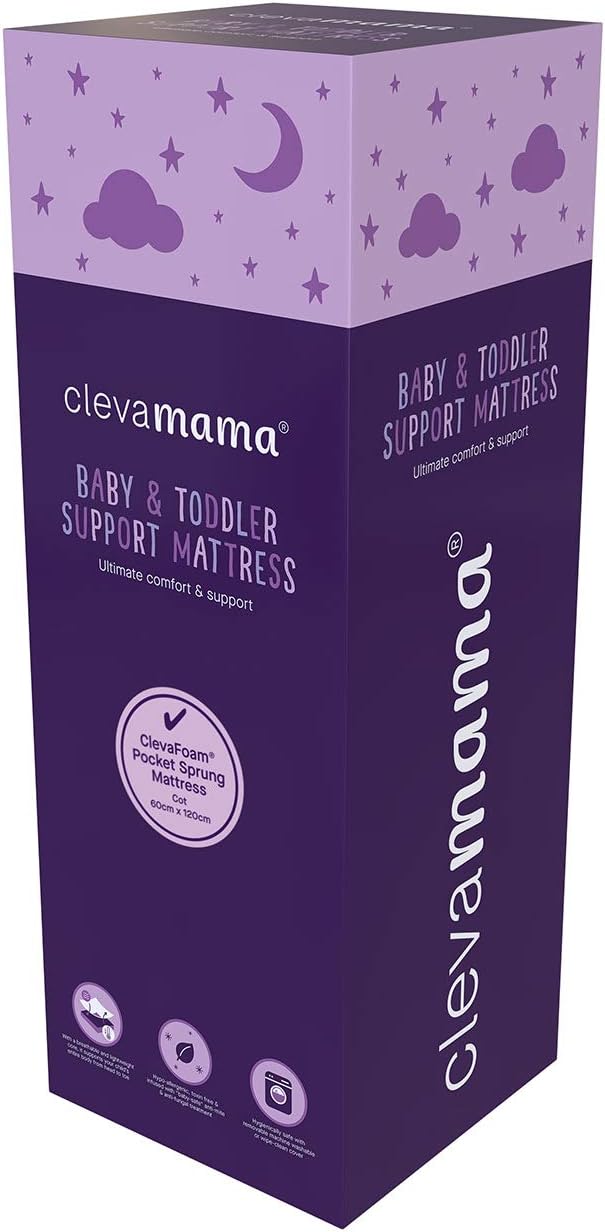 ClevaMama Colchón de muelles ClevaFoam para bebés y niños pequeños para cuna para apoyar el crecimiento del cuerpo y reducir la presión con estructura de espuma múltiple - 70x140x11 cm