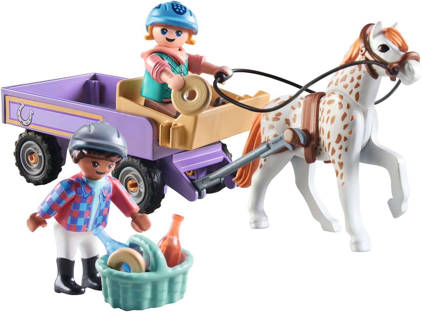 Playmobil 71496 Horses of Waterfall: Pony Carriage, um passeio de pônei mágico, aventuras emocionantes no Waterfall Ranch, conjuntos de jogos detalhados adequados para crianças de 4 anos ou mais