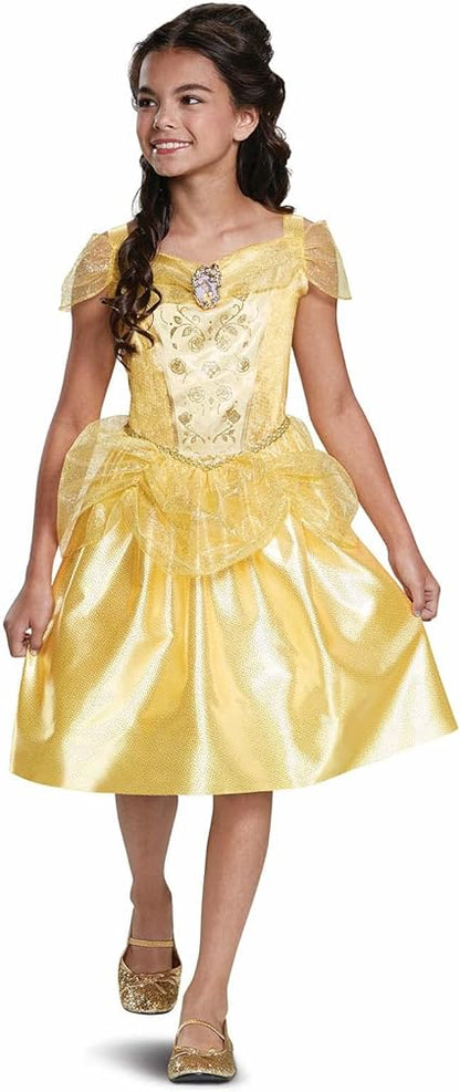 DISGUISE  Fantasia clássica oficial da Disney Belle para meninas, fantasia de Belle para crianças, fantasia de A Bela e a Fera, roupa de fantasia de Belle, fantasias do Dia Mundial do Livro para meninas