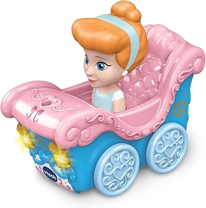 VTech Toot-Toot Drivers Carruaje Encantado de Cenicienta, Vehículo de Simulación Oficial de Princesas Disney con Luces, Frases y Canciones, Juguete Interactivo para Niños Pequeños 12 Meses, 2, 3, 4 Plus, Versión en Inglés