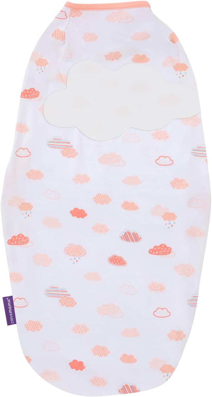 ClevaMama Cobertor Baby Swaddle Wrap para recém-nascidos e bebês, saco de dormir 100% algodão com asas ajustáveis, unissex (0-3 meses) - Coral