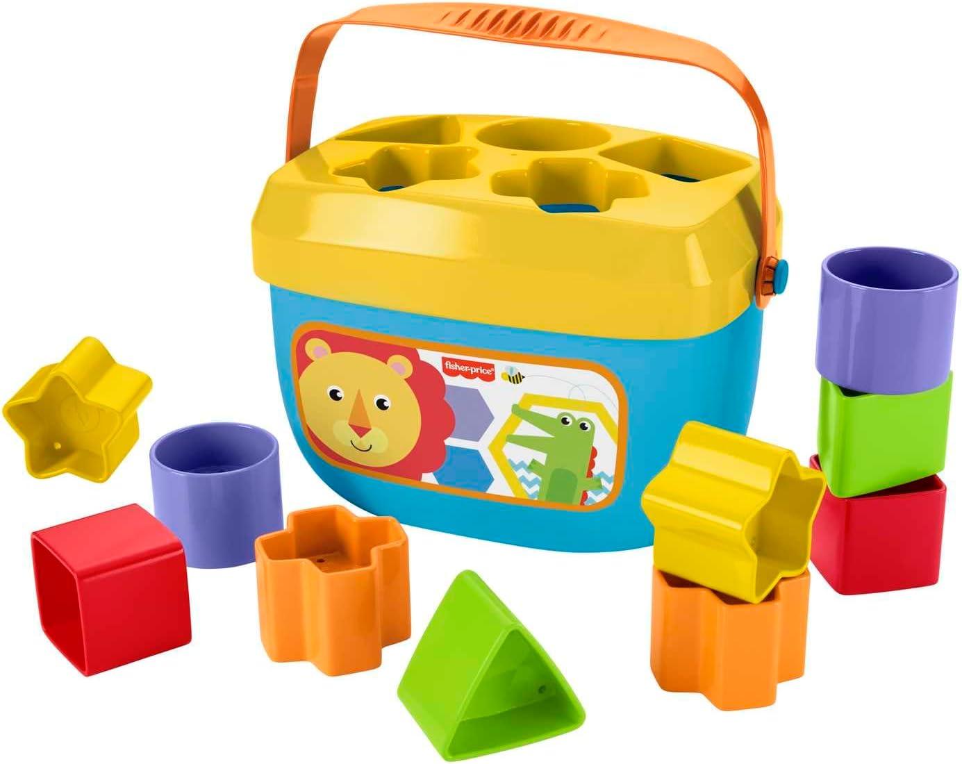 Fisher-Price Conjunto de 10 blocos de brinquedo empilhável para bebês, primeiros blocos, para brincadeiras de classificação para bebês de 6 meses ou mais, FFC84