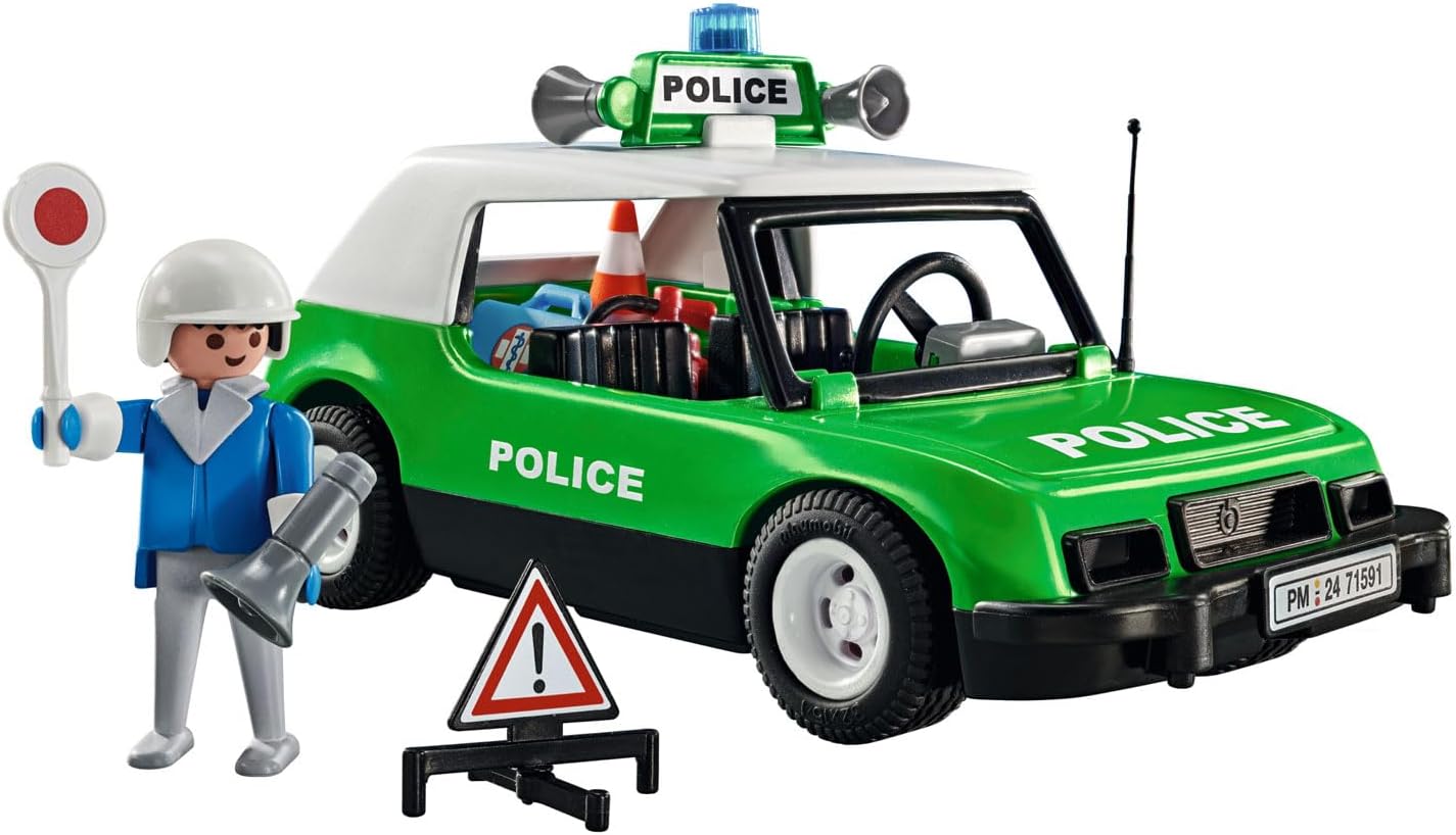 Playmobil Conjunto clássico de aniversário do carro de polícia 71591, passeios emocionantes com o icônico carro de polícia retrô dos anos 70, carro de colecionador ou conjuntos de jogos adequados para crianças a partir de 5 anos