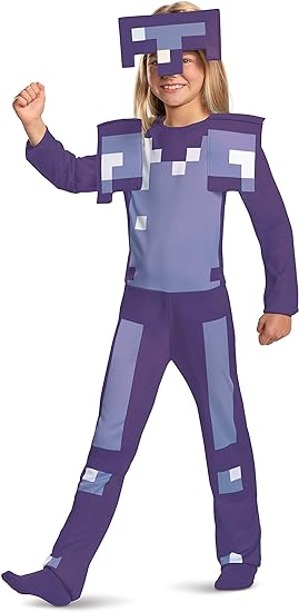 Disguise Fantasia de Minecraft, roupa de armadura de diamante encantada para crianças, fantasia de Minecraft de Halloween