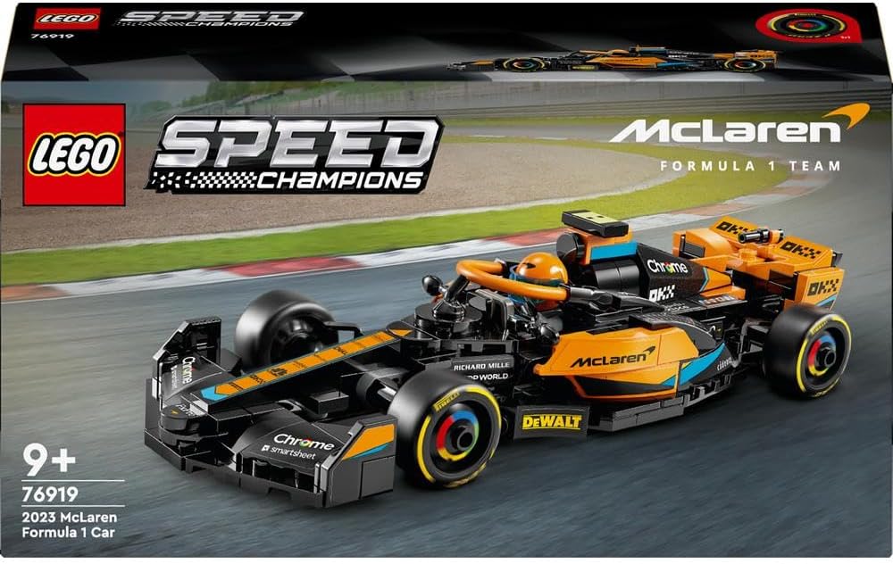 LEGO Speed Champions 2023 McLaren Formula 1 Race Car Toy para crianças de 9 anos ou mais, meninos e meninas que amam brincadeiras independentes, conjunto de modelos de veículos edificáveis, decoração de quarto infantil, presente de aniversário 76919