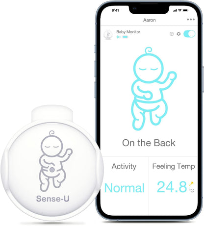 Monitor de bebé inteligente Sense-U con sensores de movimiento para dormir: rastrea la posición de sueño, el giro, la sensación de temperatura y la actividad del sueño de su bebé con una alarma audible en su teléfono inteligente