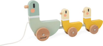 Janod - Sweet Cocoon 3 Pull-Along Ducks - Brinquedo de aprendizagem precoce - Desenvolve habilidades motoras - Brinquedo de madeira FSC revestido com tinta à base de água - 12 meses +,