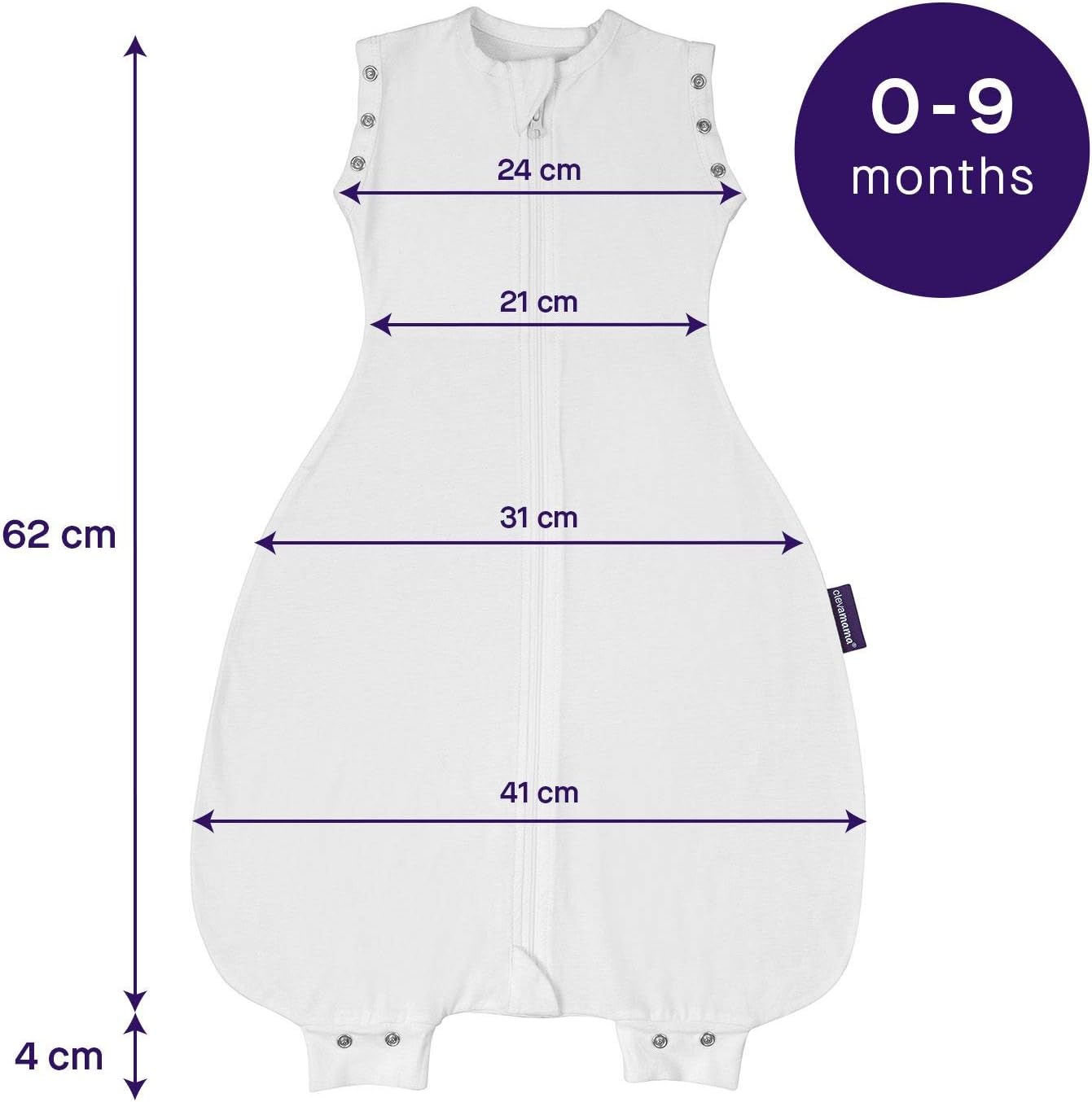 Clevamama Nite Nite Baby Romper (0-9 Meses) - Bolsa de Pañales para Recién Nacidos y Bebés, 100% Algodón - Coral