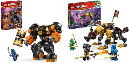 LEGO NINJAGO Cole's Elemental Earth Mech, brinquedo de boneco de ação, conjunto de construção Dragons Rising com personagem ninja Cole minifigura, presente para meninos, meninas e crianças de 7 anos ou mais 71806