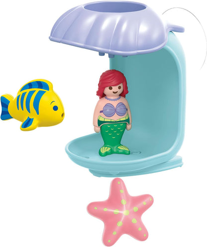 Playmobil 71460 JUNIOR AQUA & Disney: Ariel's Shell Shower, para crianças, feito com mais de 90% de plástico à base de plantas, brinquedo aquático interno e externo, dramatização divertida, conjuntos de jogos para crianças com mais de 12 meses