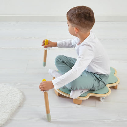 Janod - Sweet Cocoon Leaf on Wheels - Monopatín de madera FSC - Desarrolla el sentido del equilibrio - Juego de habilidad para niños a partir de 4 años, J04041