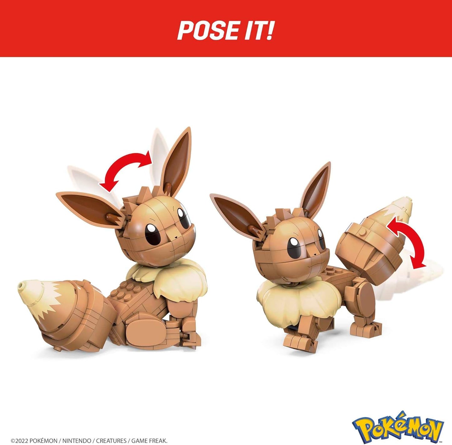 MEGA Conjunto de brinquedos de construção Pokémon Build & Show Eevee com 215 peças, articulado e articulado, 10 cm de altura, para crianças, HDL84