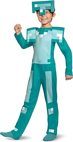 DISGUISE Fantasia de Minecraft Diamond Armor para crianças, fantasias de Halloween para crianças disponíveis nos tamanhos S, M e L