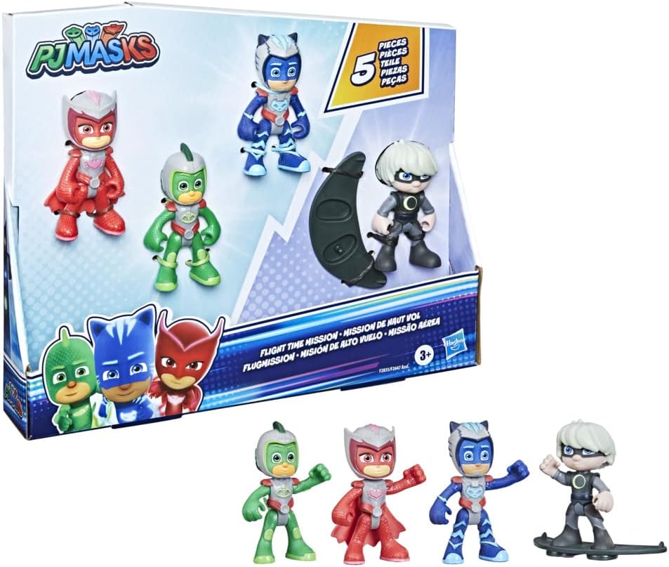 PJ Masks - Flight Time Mission Playset - Pacote de 4 figuras de ação articuladas