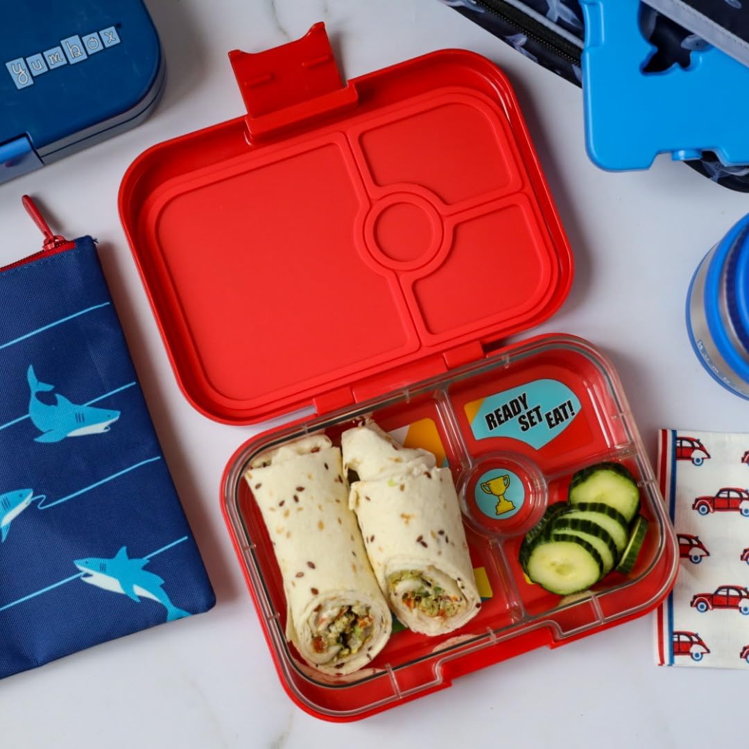 Yumbox Recipiente de lancheira Bento à prova de vazamentos Panino para crianças e adultos (Roar Red (bandeja para carros de corrida))