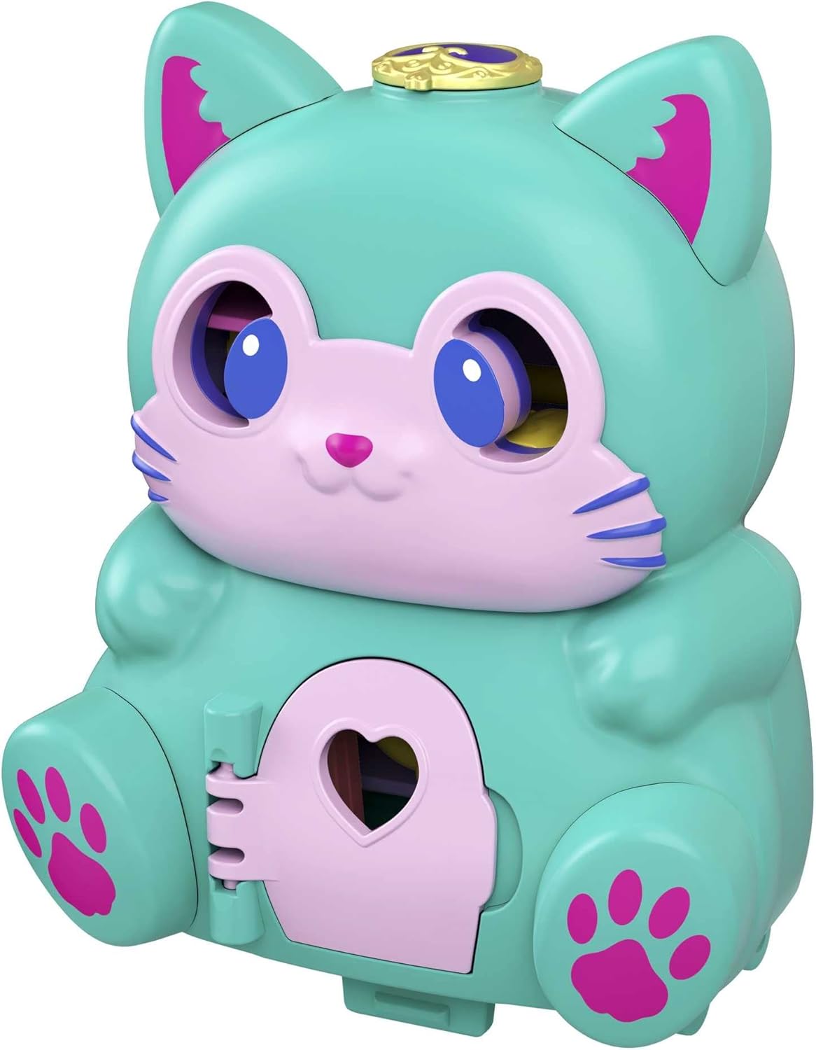 Polly Pocket GTM61 Flip & Find Cat Compact, recurso Flip cria superfícies de jogo duplas, micro boneca, ótimo presente para maiores de 4 anos, multicolorido, 19,0 cm * 5,0 cm * 7,7 cm