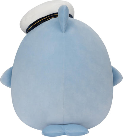 Squishmallows SQCR02420 Ballena Azul Samir Original de 20 Pulgadas con Gorro de Marinero - Peluche Oficial Jumbo Ultrasoft