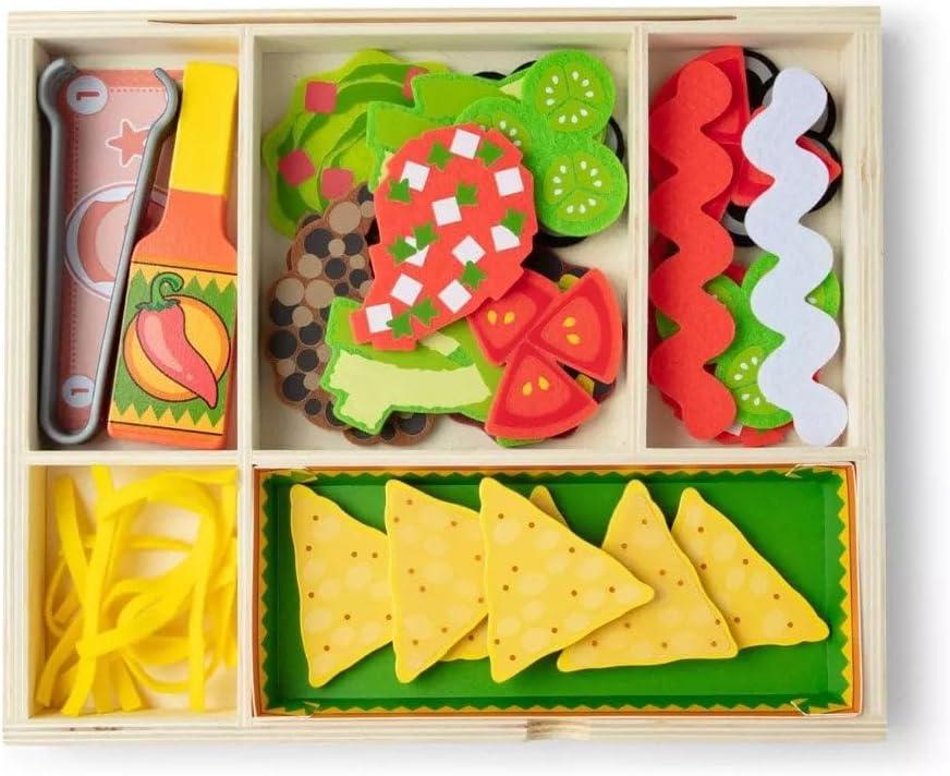 Melissa & Doug Conjunto de comida de madeira para crianças Nachos