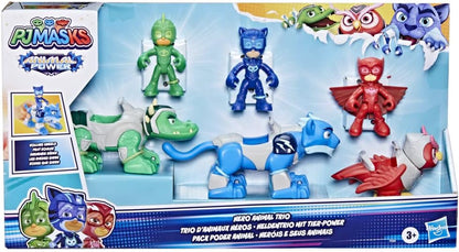 PJ Masks Animal Power Hero Animal Trio Brinquedo pré-escolar, boneco de ação e conjunto de veículos para crianças de 3 anos ou mais