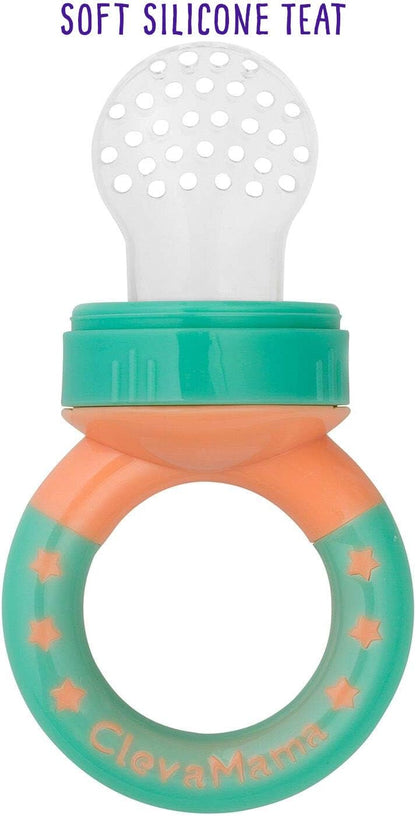 ClevaMama ClevaFeed Baby Fruit Feeder, Chupeta para Desmame e Dentição com 1 Tetina de Silicone Extra (6 meses+) - 5 g