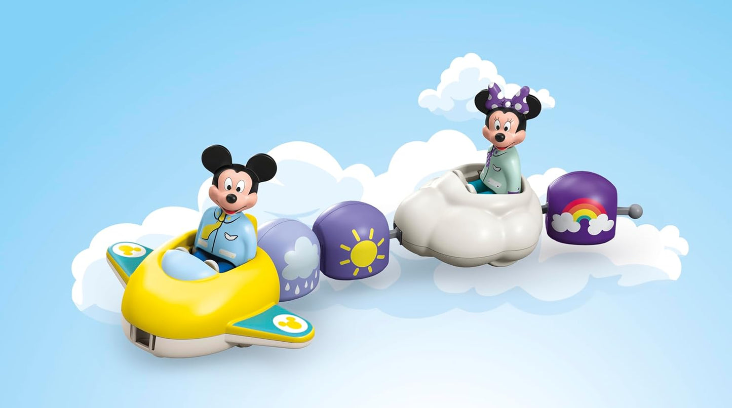 Playmobil 71697 JUNIOR & Disney: Mickey Mouse's & Minnie Mouse's Cloud Ride, with airplane and cloud vehicle, sustainable toy made from plant-based plastics