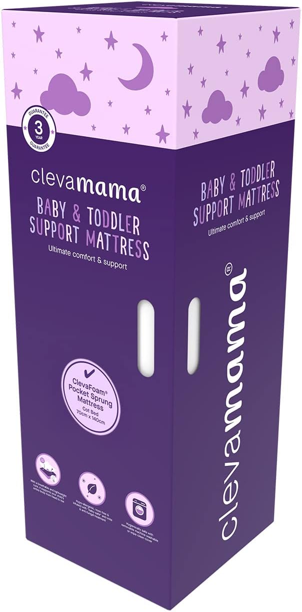 ClevaMama Colchón de muelles ClevaFoam para bebés y niños pequeños para cuna para apoyar el crecimiento del cuerpo y reducir la presión con estructura de espuma múltiple - 70x140x11 cm