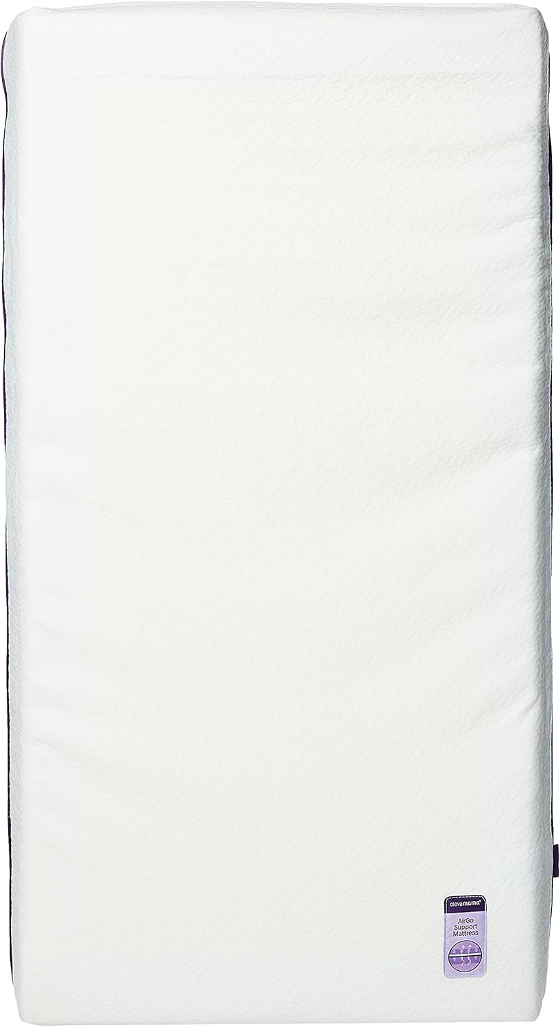 ClevaMama Colchón para cuna de bebés y niños pequeños con espuma de soporte AirGo transpirable para reducir las ataduras - 70x140x11 cm Blanco