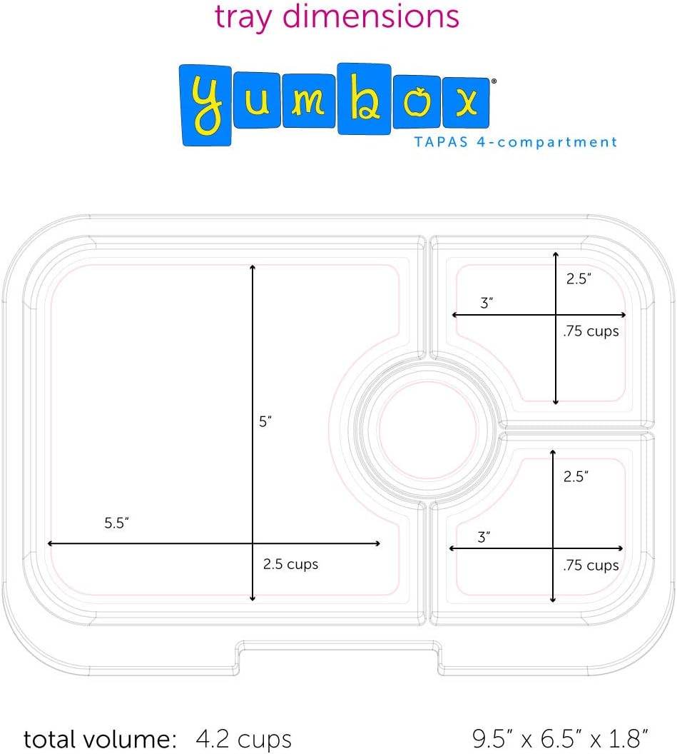 Yumbox Lancheira Bento Tapas 4,2 xícaras: Design de 4 compartimentos à prova de vazamentos em Capri Pink Rainbow - Perfeito para refeições portáteis ricas em nutrientes para adultos e crianças maiores