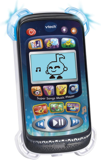 VTech Super Songs Reproductor de Música, Reproductor de Música Interactivo con 10 Canciones, Auriculares Incluidos, 4 Géneros Musicales, 2 Modos y 3 Juegos Musicales, para Niños de 3, 4, 5 años en adelante, Versión en Inglés