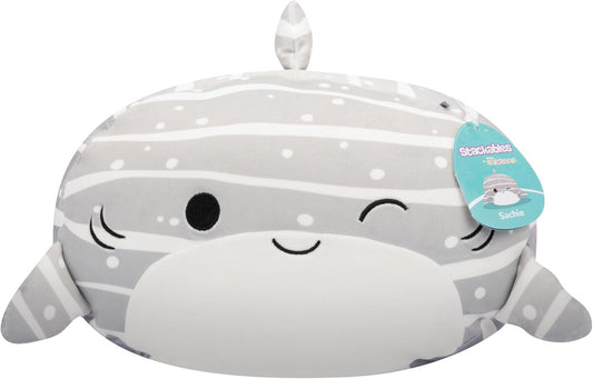 Squishmallows SQCR06550 Empilháveis Sachie de 12 polegadas, o tubarão-baleia listrado cinza